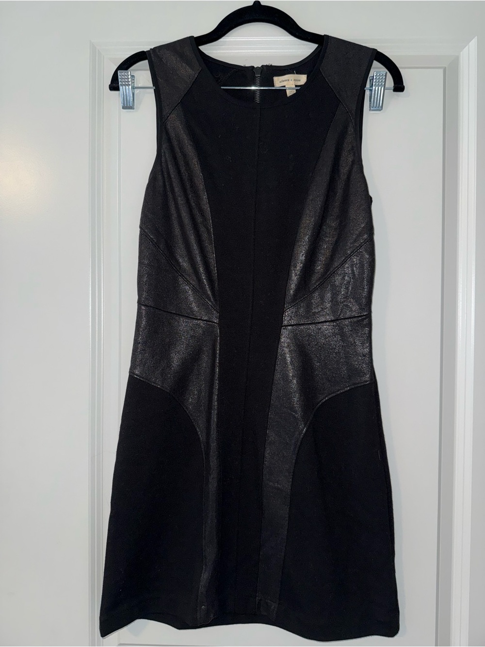 Black Sleeveless Panel A-Line Mini Dress